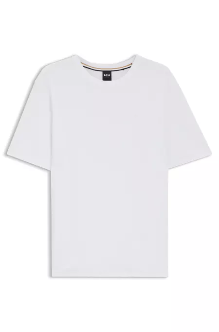 Cotton-blend pyjama T-shirt with embroidered logo