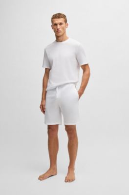 T-shirt del pigiama in misto cotone con logo ricamato, Bianco