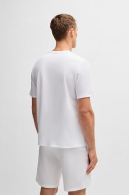 T-shirt del pigiama in misto cotone con logo ricamato, Bianco