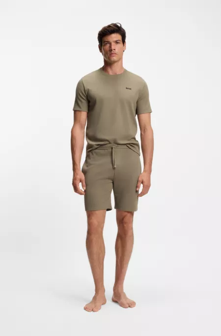 Cotton-blend pyjama T-shirt with embroidered logo