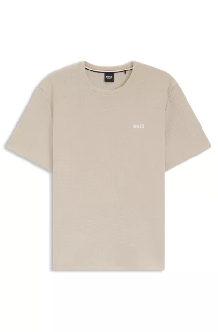 Cotton-blend pyjama T-shirt with embroidered logo