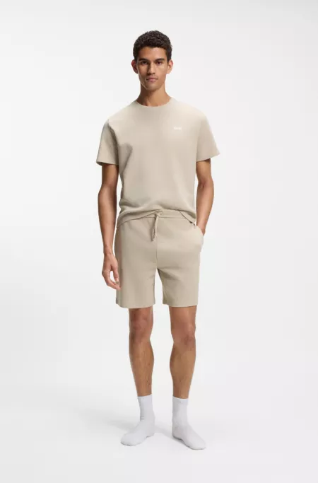 Cotton-blend pyjama T-shirt with embroidered logo