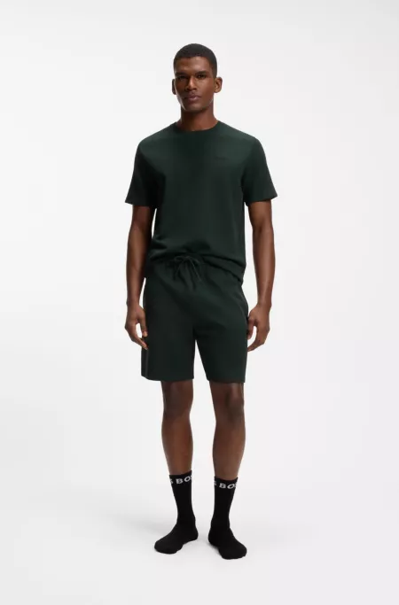 Cotton-blend pyjama T-shirt with embroidered logo