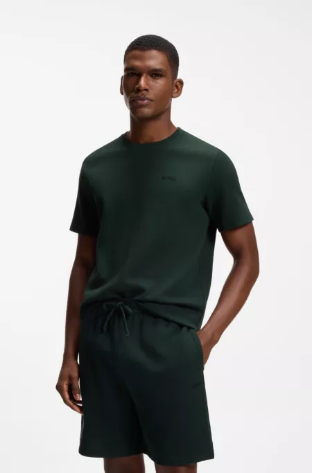 Cotton-blend pyjama T-shirt with embroidered logo