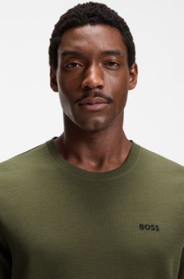 Pyjamashirt van een katoenmix met logostiksel, Groen