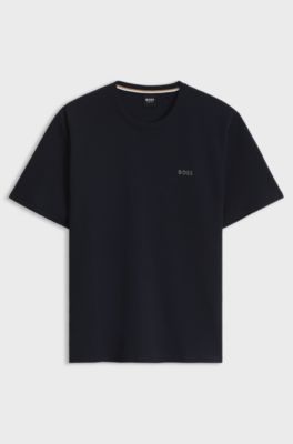 Waffle-knit pyjama top, Dark Blue