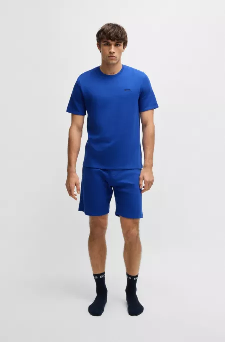 Waffle-structured pyjama T-shirt with embroidered logo