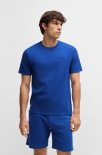 T-shirt del pigiama con lavorazione a nido d'ape e logo ricamato, Blu