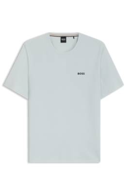 Cotton-blend pyjama T-shirt with embroidered logo 1