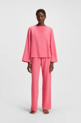 Loungewear bottoms in modal-blend waffle piqu&eacute;, Pink