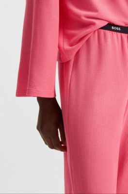 Loungewear bottoms in modal-blend waffle piqu&eacute;, Pink