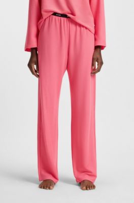 Loungewear bottoms in modal-blend waffle piqu&eacute;, Pink