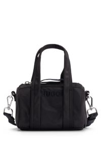 Sac porté croisé avec logo brodé et fermeture éclair logotée, Noir