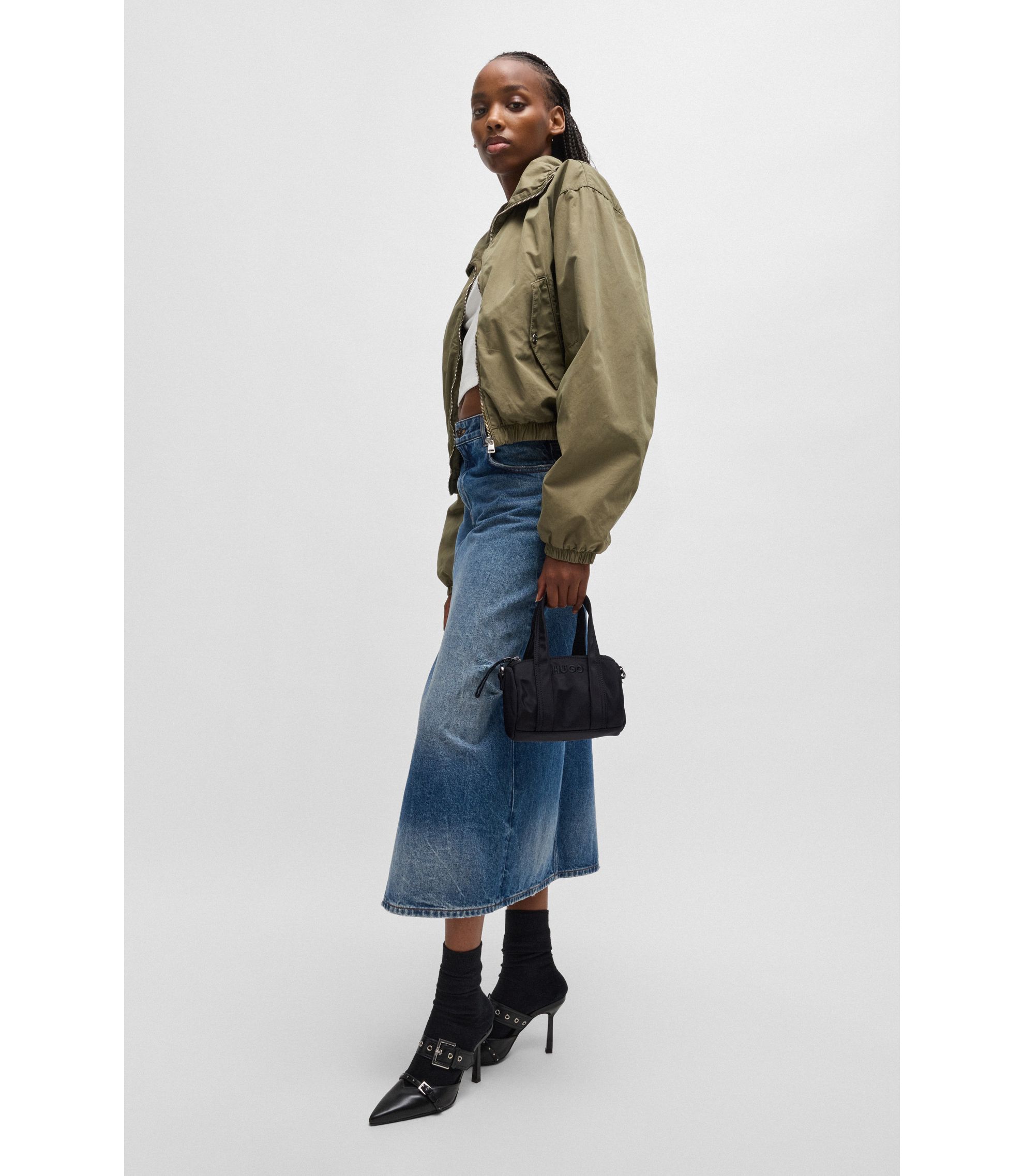 HUGO - クロスボディバッグ ロゴエンブロイダリー＆ロゴジップ - ブラック