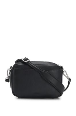 Grained crossbody bag with Double B monogram, Black