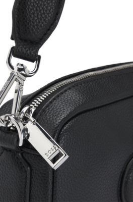 Grained crossbody bag with Double B monogram, Black