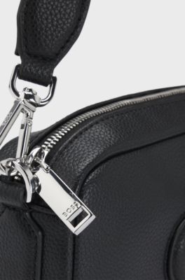 Grained crossbody bag with Double B monogram, Black