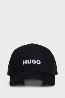 Cotton-twill cap with mesh panels, Black