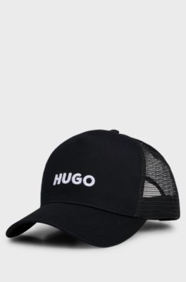 Cotton-twill cap with mesh panels, Black