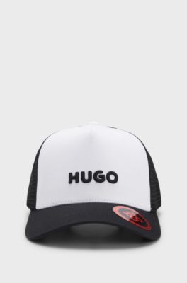 Cotton-twill cap with mesh panels, White