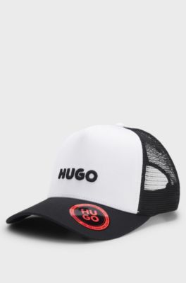 Cotton-twill cap with mesh panels, White
