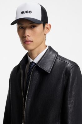 Cotton-twill cap with mesh panels, White