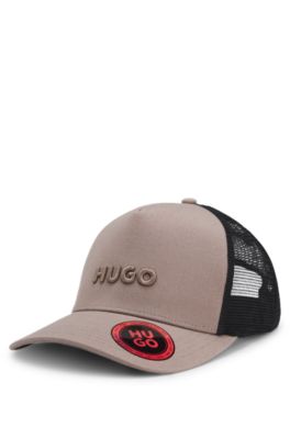 Cotton-twill cap with mesh panels, Light Brown