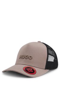 Cotton-twill cap with mesh panels, Light Brown