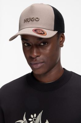 Cotton-twill cap with mesh panels, Light Brown