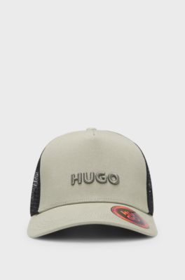 Cotton-twill cap with mesh panels, Light Green