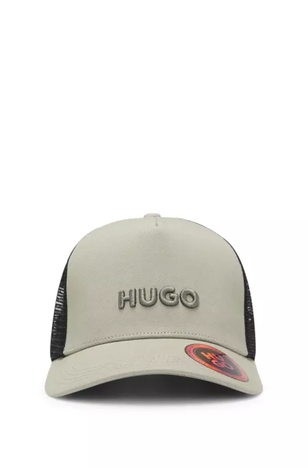 Cotton-twill cap with mesh panels