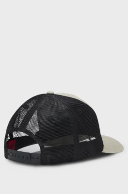 Cotton-twill cap with mesh panels, Light Green
