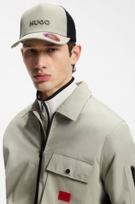 Cotton-twill cap with mesh panels, Light Green