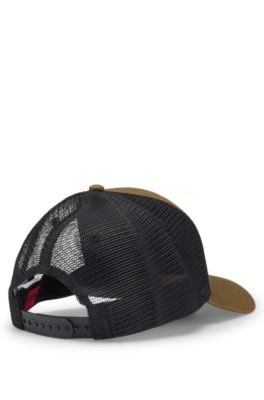 Cotton-twill cap with mesh panels, Khaki