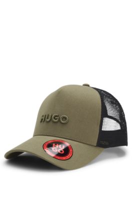 Cotton-twill cap with mesh panels, Light Green