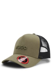 Cotton-twill cap with mesh panels, Light Green
