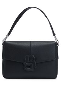 Besace en similicuir grainé avec monogramme Double B, Noir