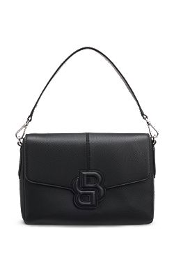 Grained faux-leather saddle bag with Double B monogram