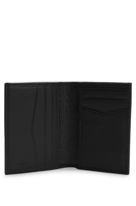 Grained-leather card holder with logo lettering