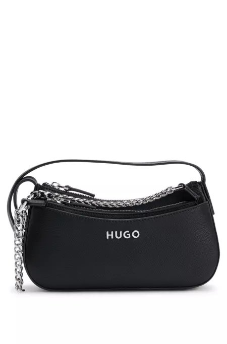 Logo-trimmed faux-leather crossbody bag with removable clutch