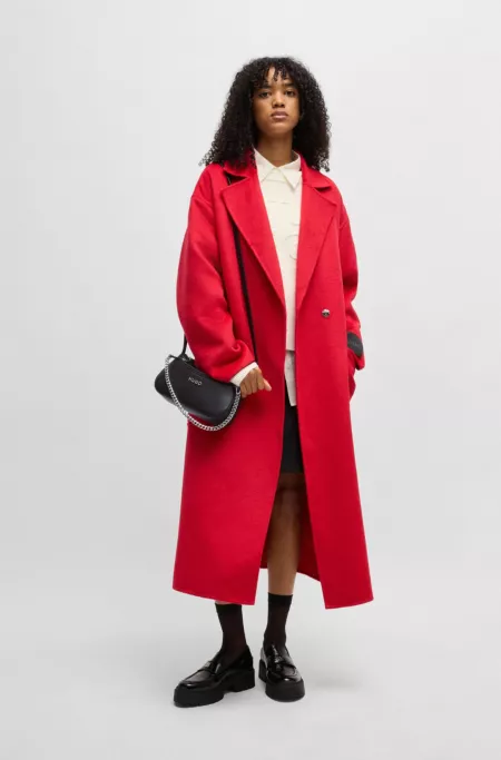 Logo-trimmed faux-leather crossbody bag with removable clutch