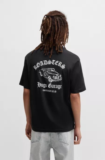 Cotton-jersey T-shirt with car graphic prints