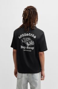 T-shirt van katoenen jersey met autoprints, Zwart