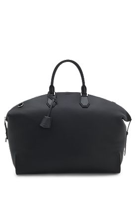 Grained-leather holdall with detachable metal padlock