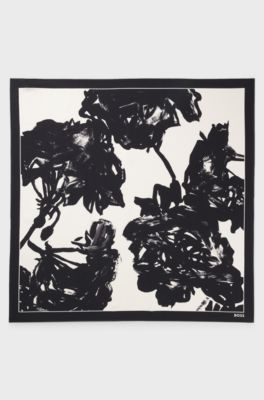 Silk scarf, Black Patterned