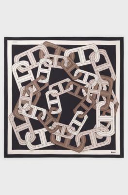 Silk scarf, Brown Patterned
