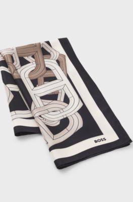 Silk scarf, Brown Patterned