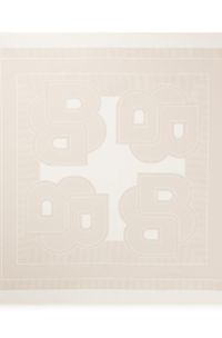Foulard carr&eacute; confectionn&eacute; en Italie en twill de soie &agrave; imprim&eacute;, Beige clair