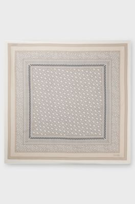 Silk scarf with graphic chain-link motif, Light Beige