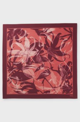Silk scarf, Red Patterned